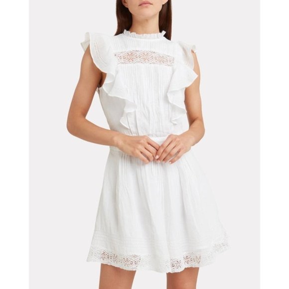 Frame Lace Pintuck Pinafore Dress Blanc M - Picture 1 of 12
